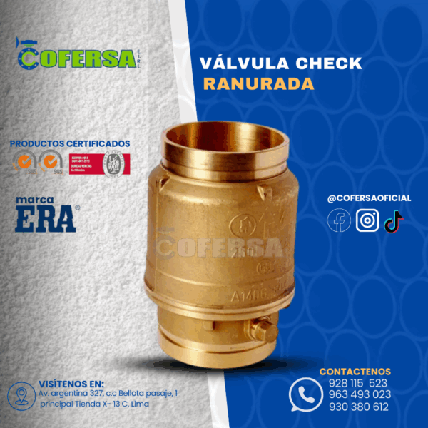 VÁLVULA CHECK RANURADA