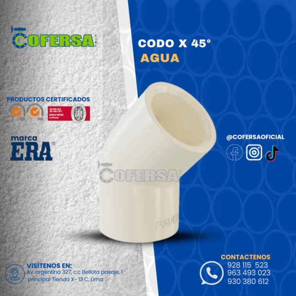 CODO X 45° AGUA